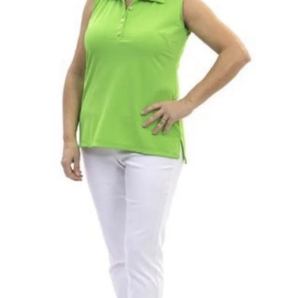 $125 NWT Katherine Way Cypress Lime Golf Polo Top UPF 50 XXS - Picture 3 of 3